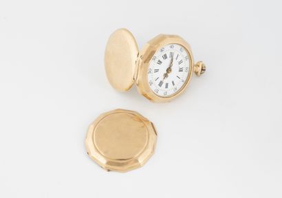 null Yellow gold (750) collar watch.

Dial with white background, indexes Roman numerals...