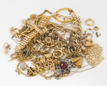 Lot of various silver and gold metal jewelry,...