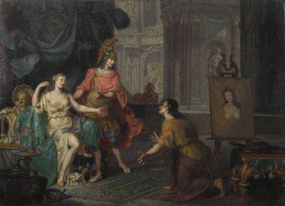 Attribuée à Izaak WALRAVEN (1686-1765) Alexandre le Grand cédant Campaspe au peintre...