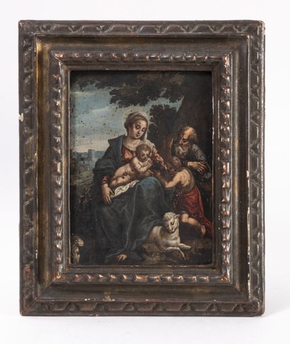 Ecole du XVIIème siècle The Holy Family with Saint John the Baptist.

Oil on copper....