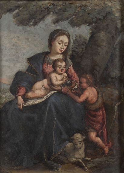 École du XVIIème siècle Vierge à l'Enfant et Saint Jean-Baptiste.

Huile sur cuivre.

23,5...