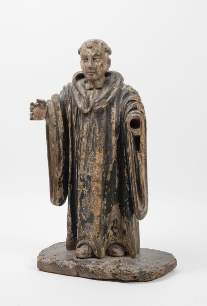 ESPAGNE, XVIIIème siècle Moine (Saint Benoît ?).

Sculpture en bois polychrome.

H....