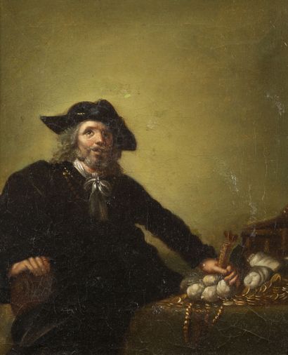 Ecole hollandaise du XVIIème siècle The banker or moneychanger holding a purse of...