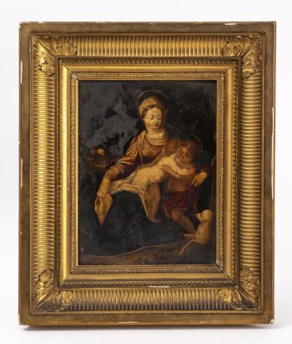 Suiveur de Denys Fiammingo CALVAERT (1540-1619) Vierge à l'Enfant et Saint Jean Baptiste.

Huile...