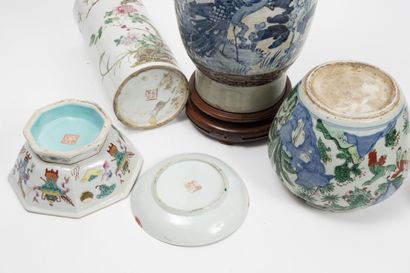 CHINE et Compagnie des Indes, du XVIIIème au XXème siècles 8 objets en porcelaine...