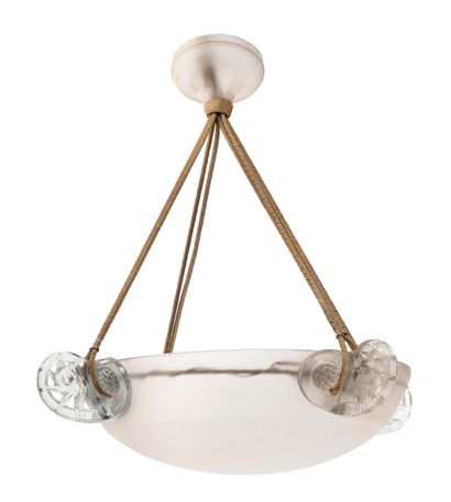 René LALIQUE (1860-1945) Ceiling lamp plain basin with decoration of "Ronces", with...