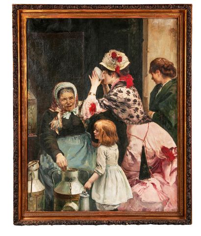 Paul RENOUARD (1845-1924) La laitière. Vers 1880.
Huile sur toile.
Non signée.
173...