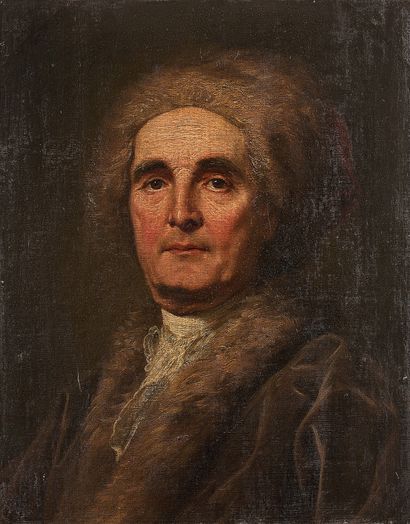 Entourage de Jean-Baptiste Grauze (1725-1805) 
Portrait d'homme à la toque de fourrure...