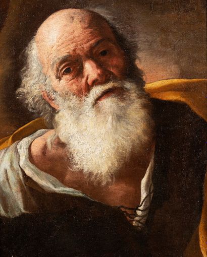 Pietro BELLOTI (Volciano - Salo 1825-Gargnano 1700) Portrait d'homme barbu.
Huile...