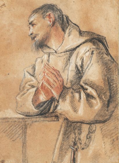 Fra SEMPLICE DA VERONA (Vérone vers 1589-1654) Étude de franciscain.
Pierre noire,...