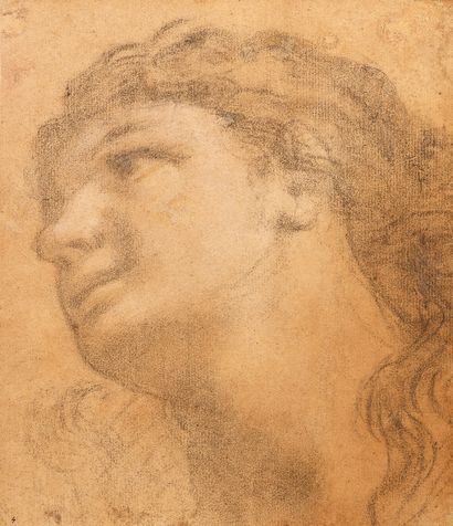 Giovanni Francesco ROMANELLI (Viterbe 1610-id. 1662) Study of a young man's head.
Black...