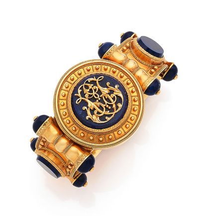 Louis-François CARTIER (1819-1904) Important bracelet de style néo-étrusque en or...