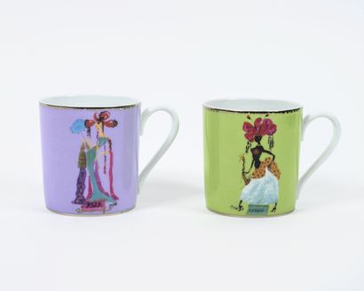Christian LACROIX Paris Deux mugs.

En porcelaine blanche à décor émaillée de la...