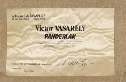 Victor VASARELY (1906-1997) Panderlak, circa 1983.

Wall hanging.

Silkscreen on...