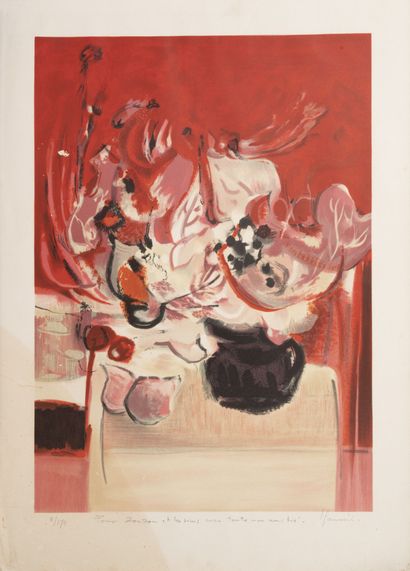 Claude MANCINI (1937) Bouquet de fleurs.

Lithographie en couleurs sur papier.

Signé...