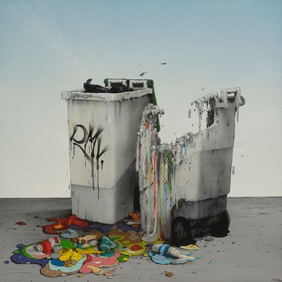 BRUSK (NÉ EN 1976) Nature morte, 2015
Acrylique et peinture aérosol sur toile signée...