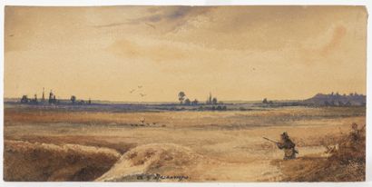 Alexandre Gabriel DECAMPS (1803-1860) Scène de chasse.

Aquarelle sur papier.

Signée...
