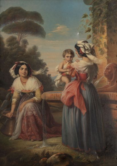 Alexandre Joseph DE STEUBEN (1814-1862) Two women and a child at the fountain. 1843.

Oil...