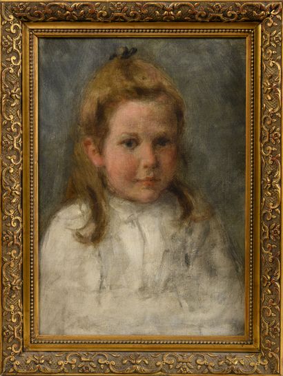 Attribuée à Marcellin-Gilbert DESBOUTINS (1823-1902) Portrait of a girl.

Oil on...