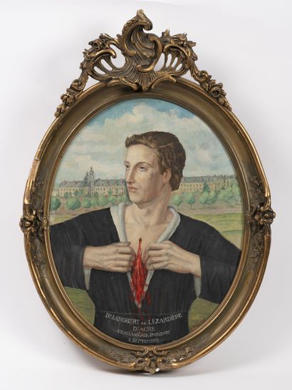 Henri PREVOST (XIXème-XXème s.) Portrait du diacre Jacques-Augustin Robert de Lézardière.

Huile...