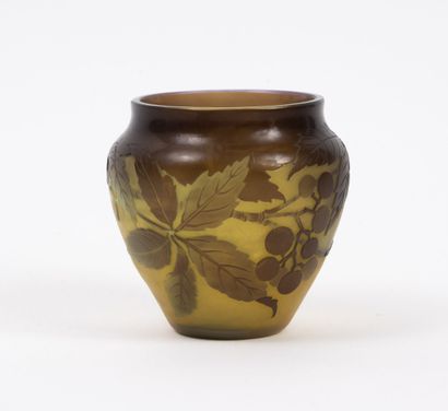 ÉTABLISSEMENTS GALLÉ Small vase with flat bottom and wide straight neck.

Proof in...