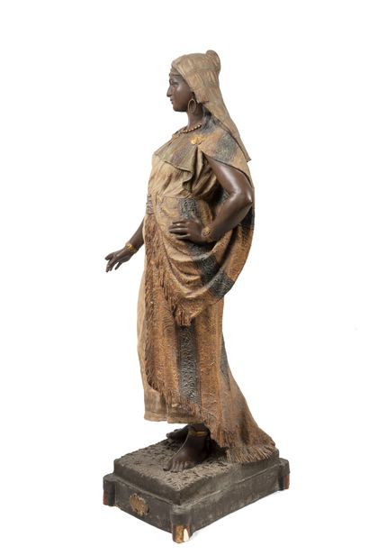 D'après Friedrich GOLDSCHEIDER (1845-1897) Abla. 

Polychrome terracotta print.

Titled...