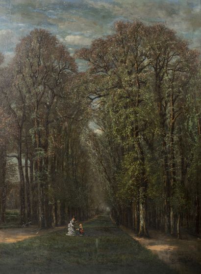 Charles Edmé SAINT-MARCEL-CABIN (1819-1890) Woman and child in a park. 1874.

Oil...