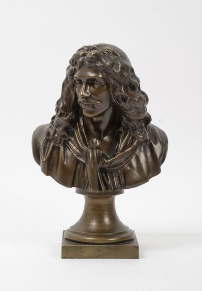 D'après Jean Antoine HOUDON (1741-1828) Bust of Jean-Baptiste Poquelin, known as...