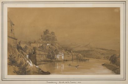 Ecole du milieu du XIXème siècle. Banks of the Sarrebourg. 1852.

Lead pencil drawing...