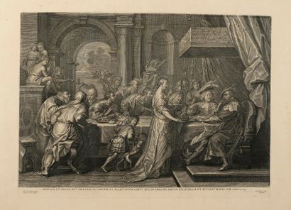 D'après Charles LE BRUN (1619-1690) Moïse défend les filles de Jéthro.
Eau-forte...
