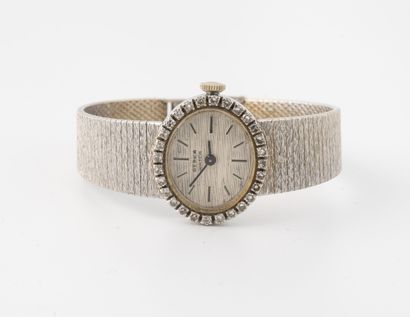 GERKA WATCH Montre bracelet de dame en or gris (750).

Boîtier ovale, lunette sertie...