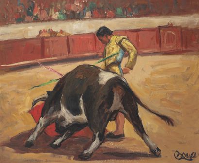 André BOURBIAUX (1909-1979) Corrida.

Huile sur isorel.

Signé en bas à droite.

54...