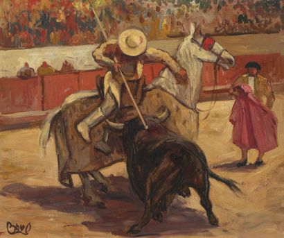 André BOURBIAUX (1909-1979) Le picador.

Huile sur isorel.

Signé en bas à gauche.

54...