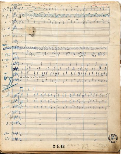 HAHN Reynaldo (1874-1947). 
MANUSCRIT MUSICAL autographe, La Colombe de Bouddha,...