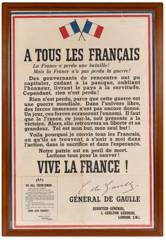 [Charles de GAULLE (1890-1970)]. 
AFFICHE originale, À tous les Français, [Londres,...