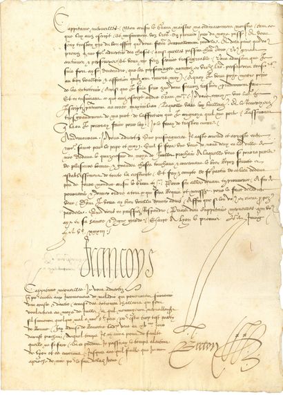 françois ier (1494-1547) 
L.S. « Francoys », Lyon 1er juin 1533, au capitaine MERVEILLES,...
