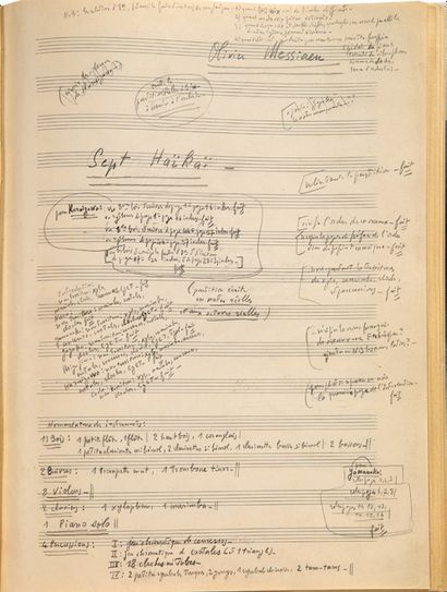 messiaen Olivier (1908-1992). 
MANUSCRIT MUSICAL autographe signé « Olivier Messiaen...