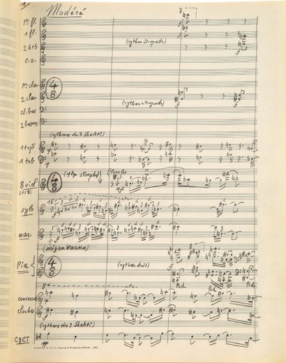 Olivier MESSIAEN (1908-1992). 
MANUSCRIT MUSICAL autographe signé « Olivier Messiaen...