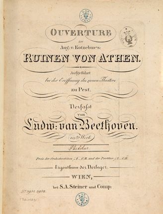 BEETHOVEN LUDWIG VAN (1770-1827). 
[Ouverturen]. Collection of five first editions,...