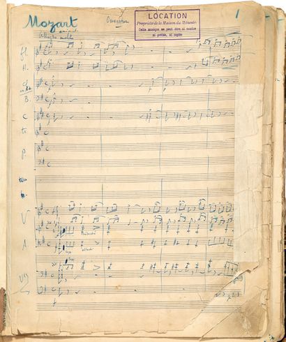 HAHN Reynaldo (1874-1947). 
MANUSCRIT MUSICAL en partie autographe, Mozart (1925)...