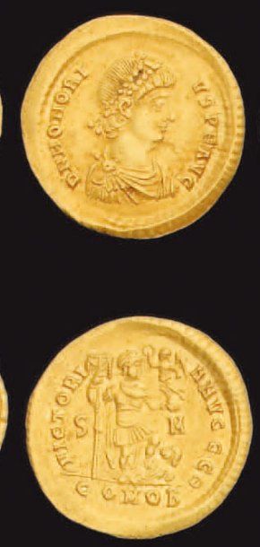 null MONNAIES ROMAINES, EMPIRE : Honorius (393-423) : Solidus, 4,45 gr. Son buste...