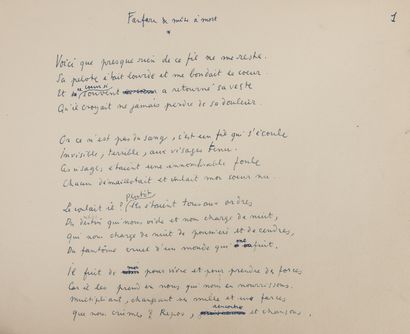 null COCTEAU Jean (1889-1963).

AUTOGRAPHIC MANUSCRIT, Le Chiffre sept, 1952; 18...