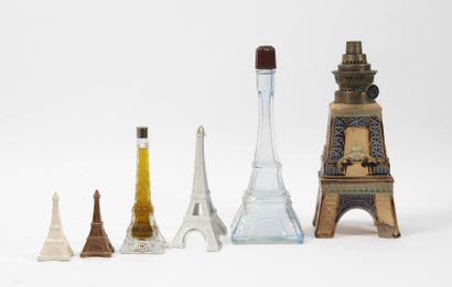 null Lot of Eiffel Tower, including :

- a ceramic oil lamp.

- a bottle and a perfume...