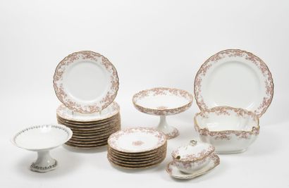 HAVILAND & Co, Limoges Petite partie de service de table en porcelaine à décor imprimée...
