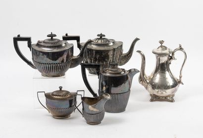 Tea and coffee set (4 p.) in silver plated...