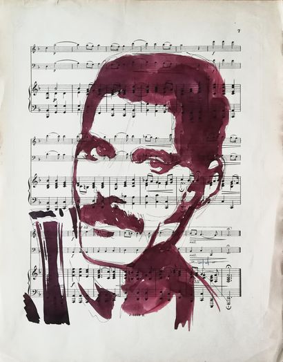 Portrait de Freddie Mercury réalisé par l'Artiste Zapatta
