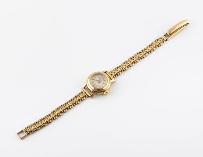 POP Lady's wristwatch in yellow gold (750). 
Round case.
Dial with iridescent background,...