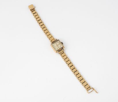 ZAL Lady's wristwatch in yellow gold (750).
Square case. 
Dial with gold background,...
