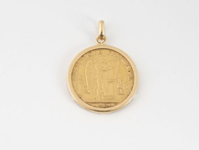 Yellow gold (750) pendant holding a 20 francs...
