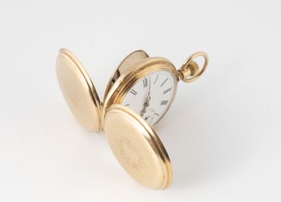 Yellow gold gousset watch (585).
Front and...